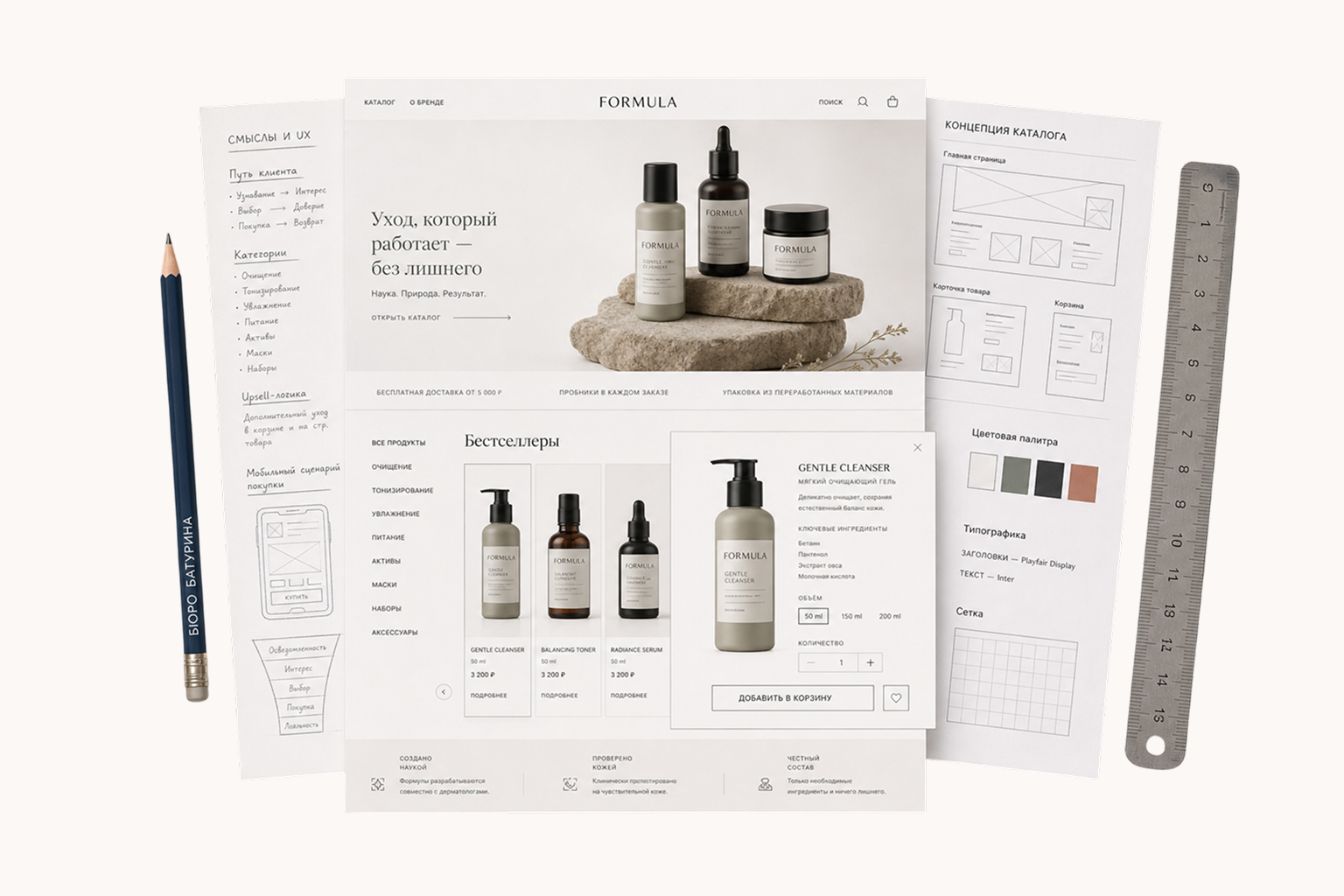 Интернет-магазин под ключ — flatlay с косметикой